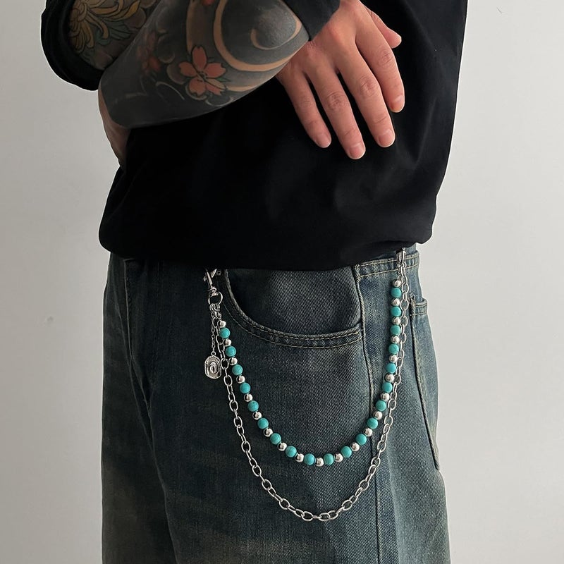 BOOSTIQ Pant Chains for Men Women Punk Rock Pocket Chains Turquoise Wallet Chain Western Country Cowboy Wallets Chain for Men - Image 2